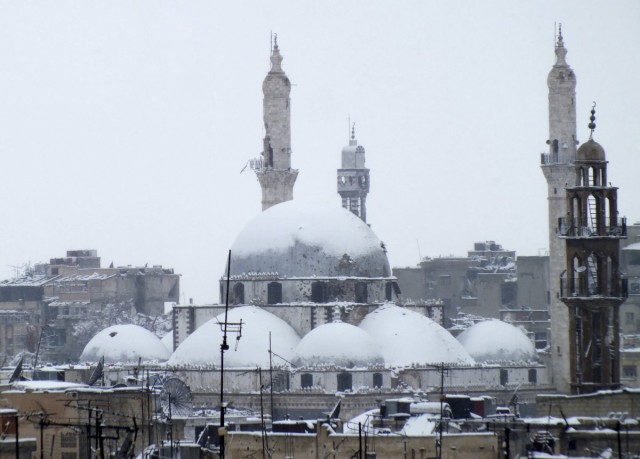Khalid bin al Walid Mosque Covered in Snow