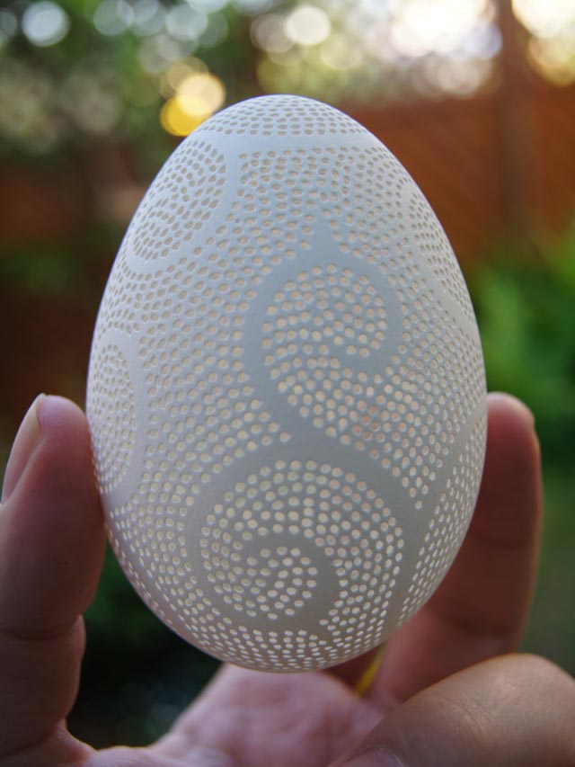 Carved Goose Egg Sculptures by Piotr Bockenheim