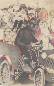 A Collection Of Creepy Vintage Krampus Christmas Postcards In The Book