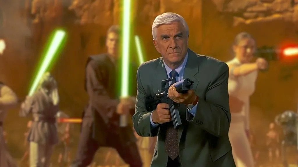 Leslie Nielsen As Frank Drebin Investigates Star Wars