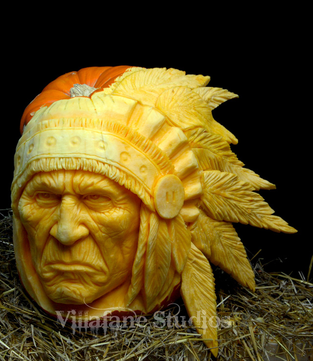 Realistic 3D Pumpkin Carvings by Food Sculptor Ray Villafane