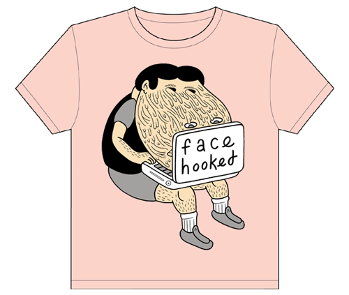 Luke Ramsey has submitted his wonderfully creepy “Face Hooked” t-shirt 