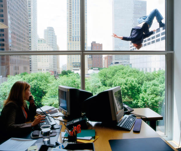 Falling self-portraits by Kerry Skarbakka