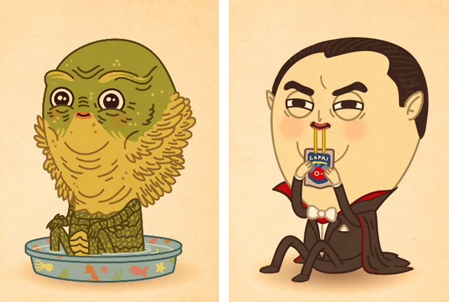 Creature from the Black Lagoon and Count Dracula by Mike Mitchell
