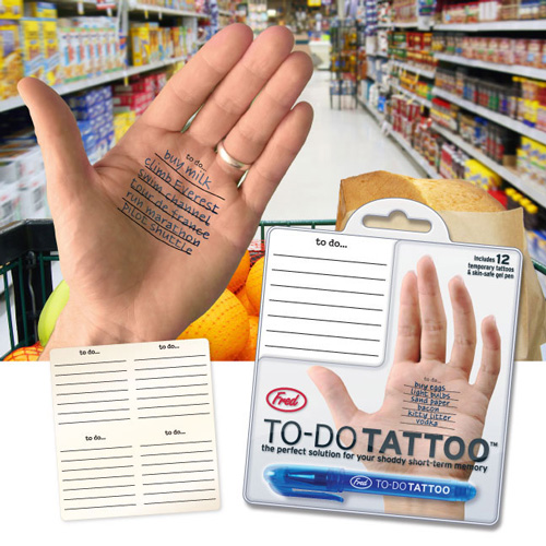 To-Do Tattoo is a clever temporary tattoo that you can apply to your body to 
