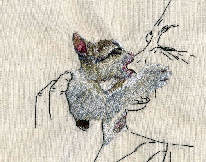 Embroidery Art of Animals Behaving Badly