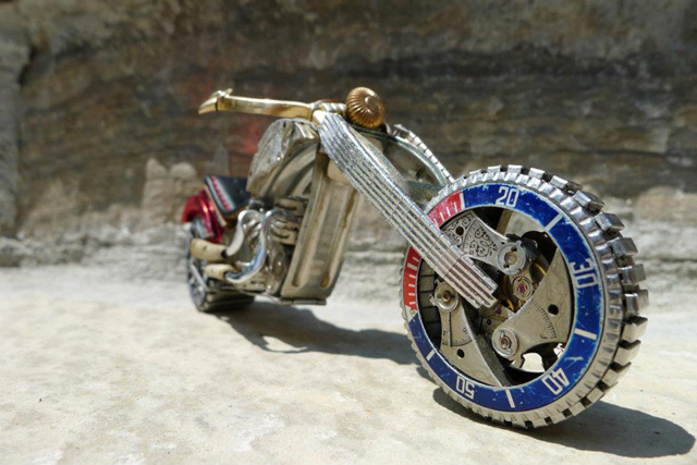 Custom Chopper Red White and Blue