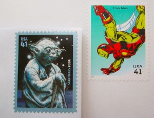 Yoda and Iron Man Stamps