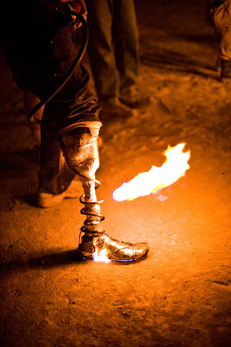 Flaming Foot At Burning Man 2008