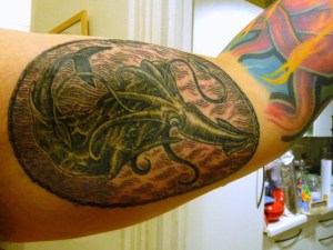 Giant Squid vs. Sperm Whale Tattoo