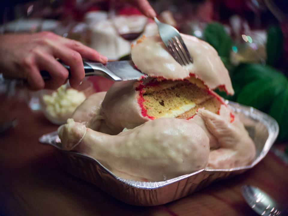 Layer Cake That Looks Like A Raw Thanksgiving Turkey