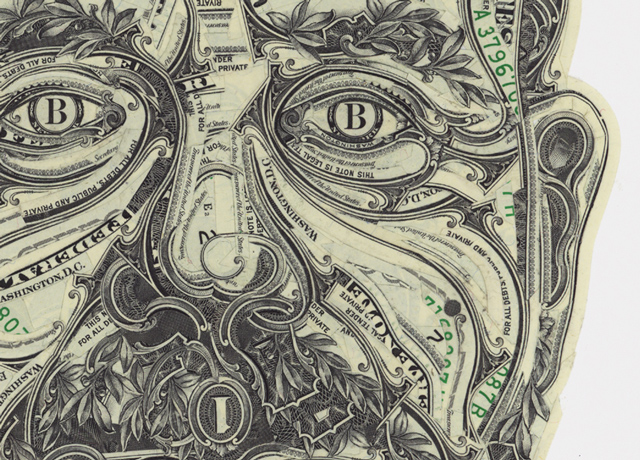 Dollar bill collages by Mark Wagner