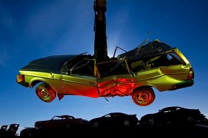 Night photos of movie prop cars by Troy Paiva