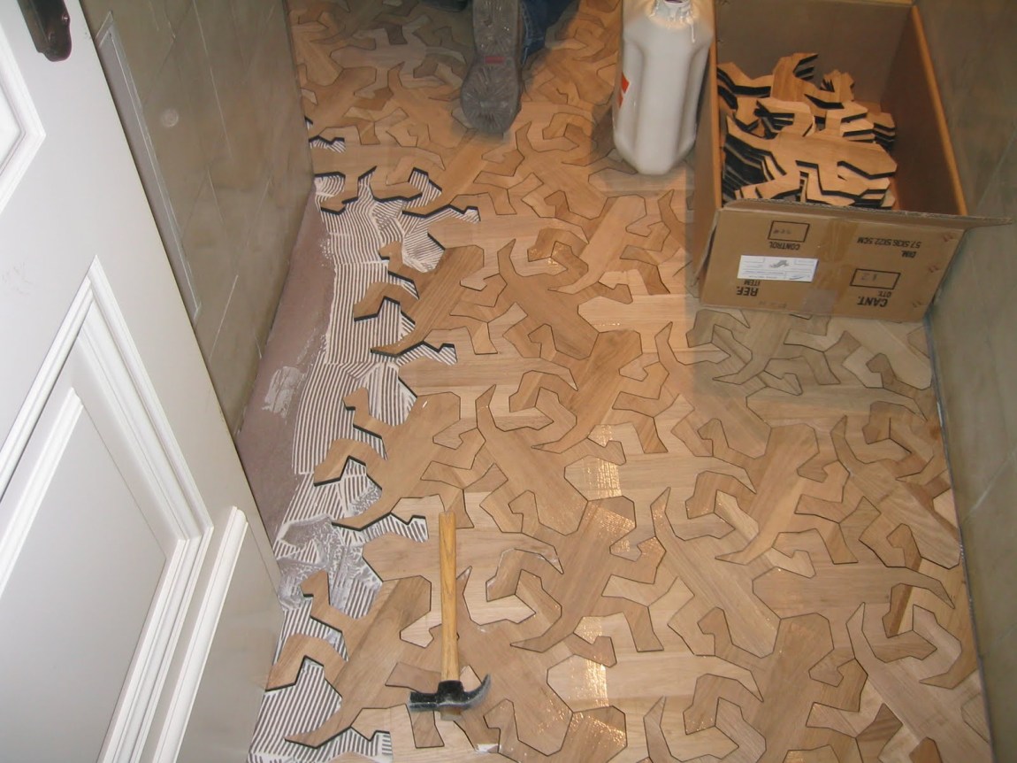 M. C. Escher Reptiles wooden floor