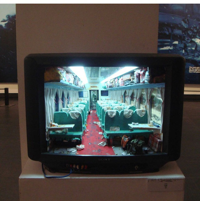 Miniature interiors inside of TVs by Zhang Xiangxi
