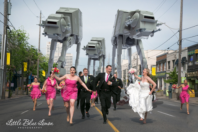 Bridal Party Being Chased Through the Streets by AT-AT Walkers