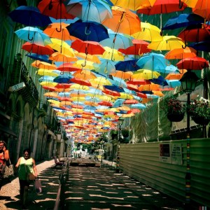 Umbrella canopy in Agueda, Portugal