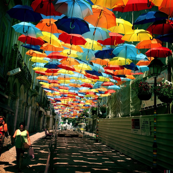 Umbrella canopy in Agueda, Portugal