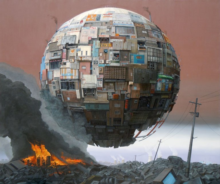 Ramshackle orb paintings by Sashie Masakatsu