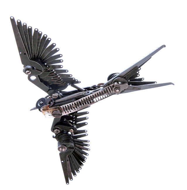 Typewriter parts sculptures of Swallows