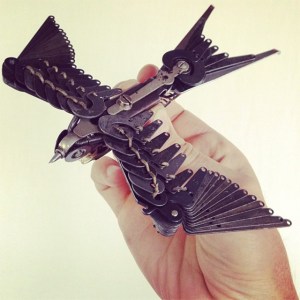 Typewriter parts sculptures of Swallows