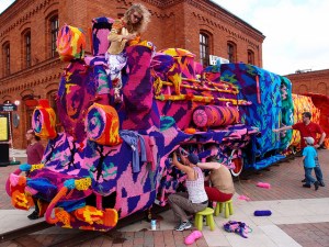 Crocheted Locomotive by Olek