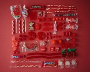 Candies arranged by color by Emily Blincoe