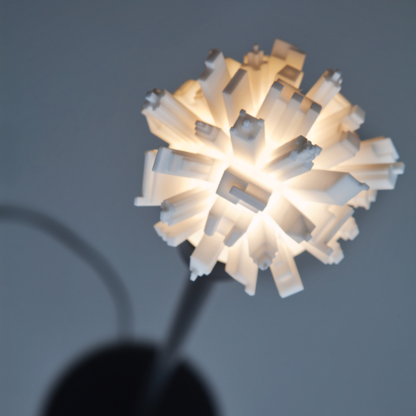 Huddle, 3DPrinted Light Bulb with a City Sprouting Out of