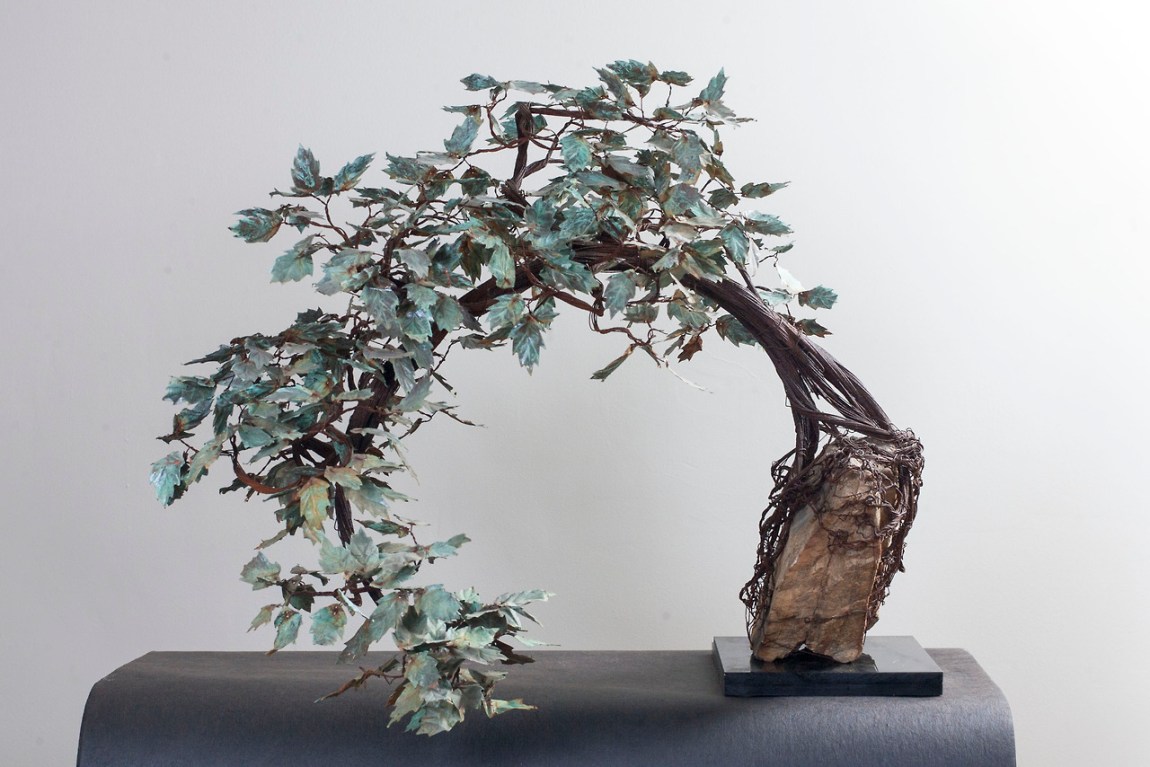Metal bonsai tree sculptures by Kevin Champeny