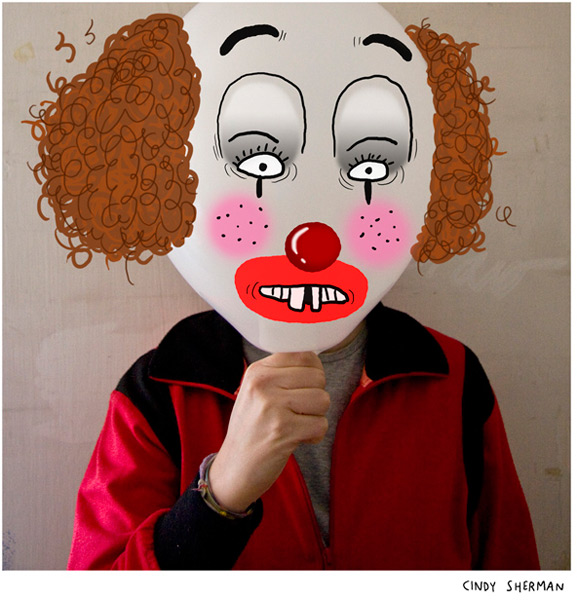 Balloon head caricatures of famous artists