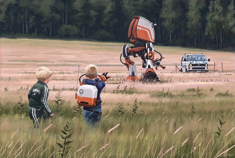 Retrofuturistic paintings by Simon Stalenhag