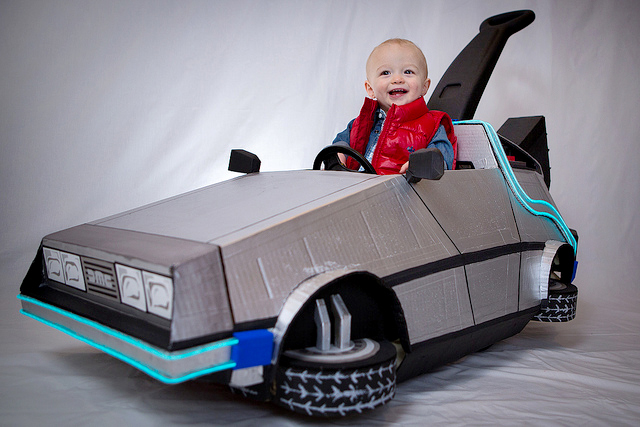 Littlest Marty McFly and his Delorean Push Car by cory4281