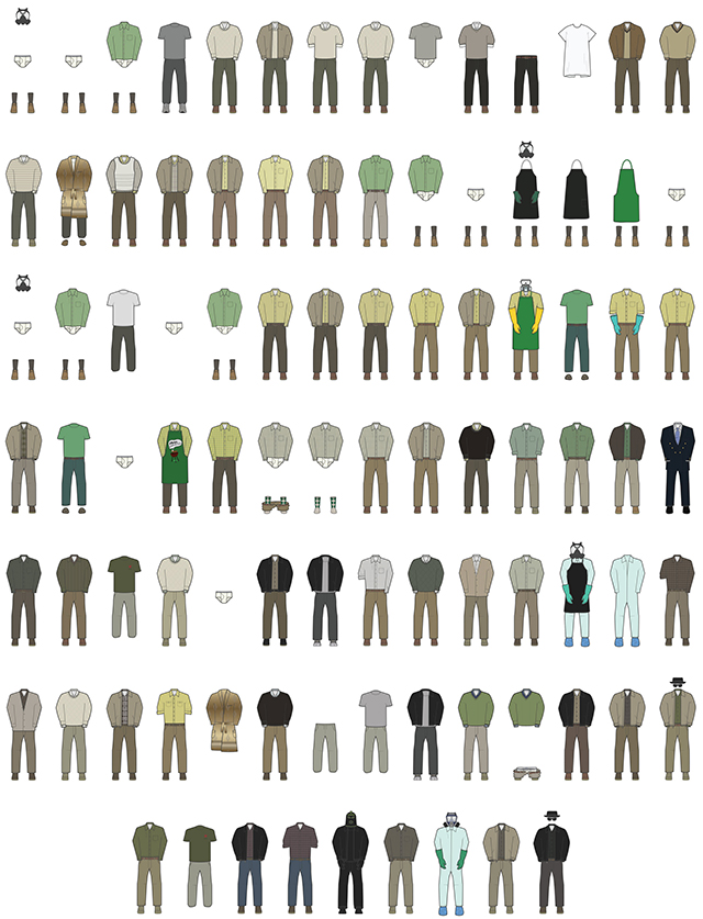 The Wardrobe of Walter White, Illustrations of Every Outfit He Wore in ...