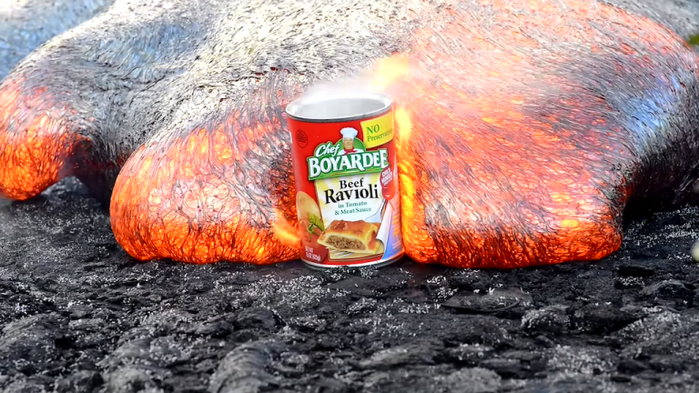 Chef Boyardee Ravioli Engulfed by Lava