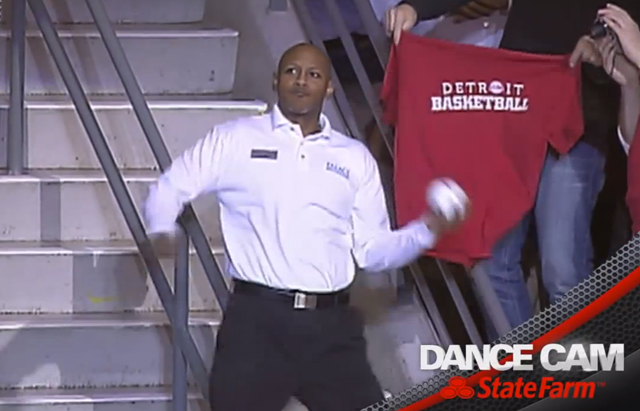 Epic Dance Battle Between a Detroit Pistons Usher and an Energetic Kid