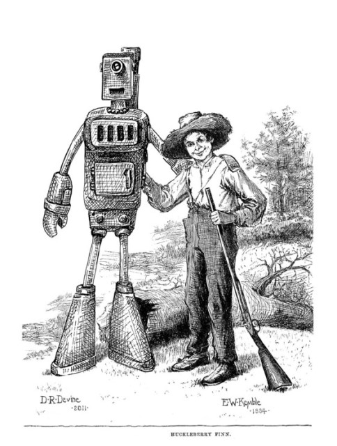 Robot Jim and Huck illustration by Denise Devine and E. W. Kemble