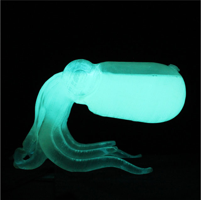 Glowing squid sculpture