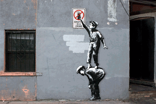 Animated GIFs of Banksy art