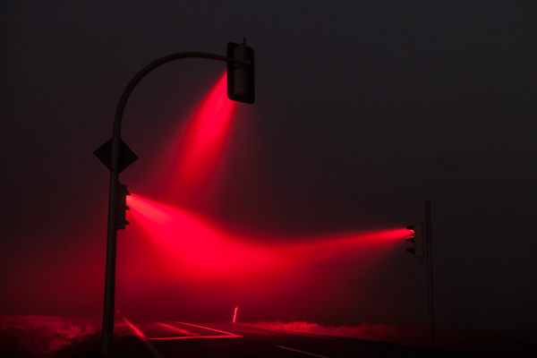 Ghostly Photos of Traffic LIghts in Fog