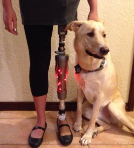 Prosthetic Leg Decorated with Christmas Lights