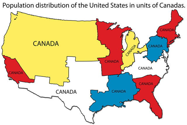 Population Density of the US Measured in Canadas