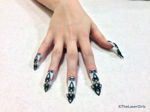 3D Black and White Castle Nails