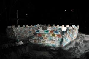 Man Builds Ice Block Fort in His Backyard