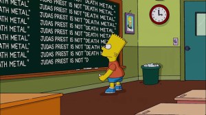 Bart Simpson Repeatedly Apologizes on the Chalkboard for Labeling Judas Priest as Death Metal