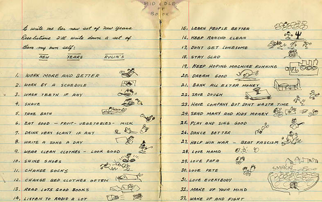 Woody Guthrie's 1942 Resolutions
