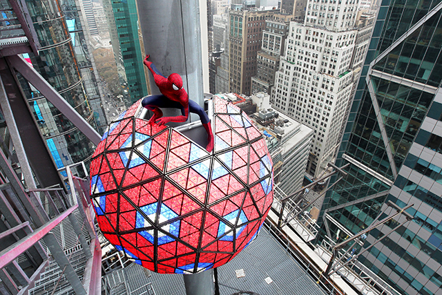 Spider-Man Swings Into Time's Square on New Year's Eve