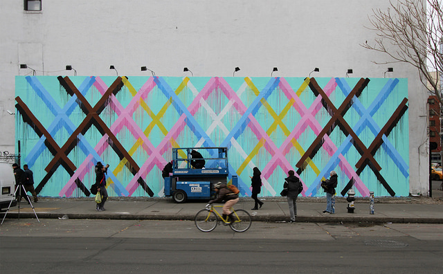 Geometric Mural at the Bowery Wall by Maya Hayuk