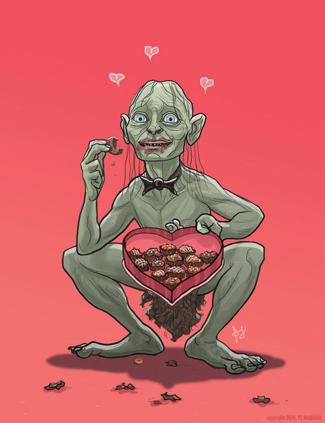 Gollum Lord of the Rings Valentines Day Card