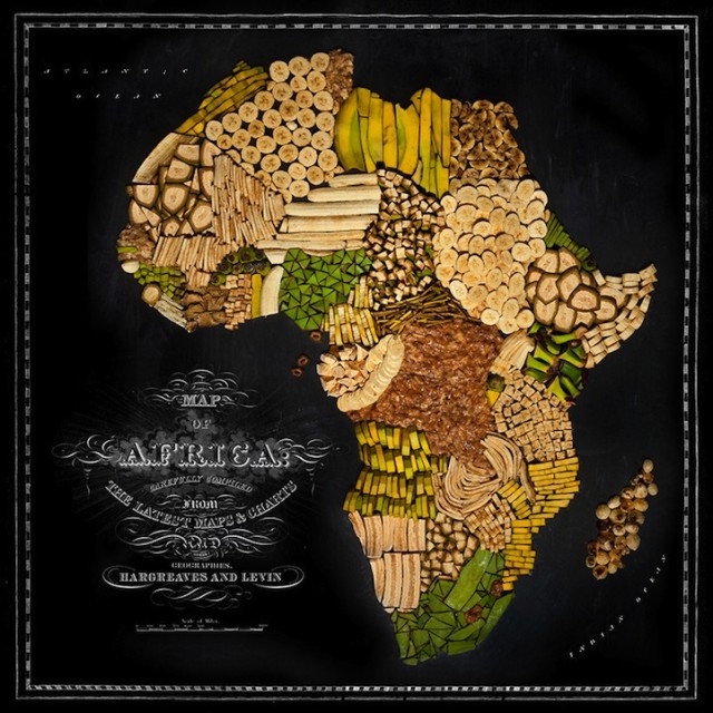 Maps of Countries and Continents Made of Food