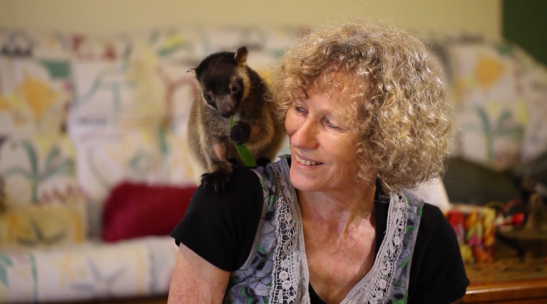 Joey On Margit's Shoulder